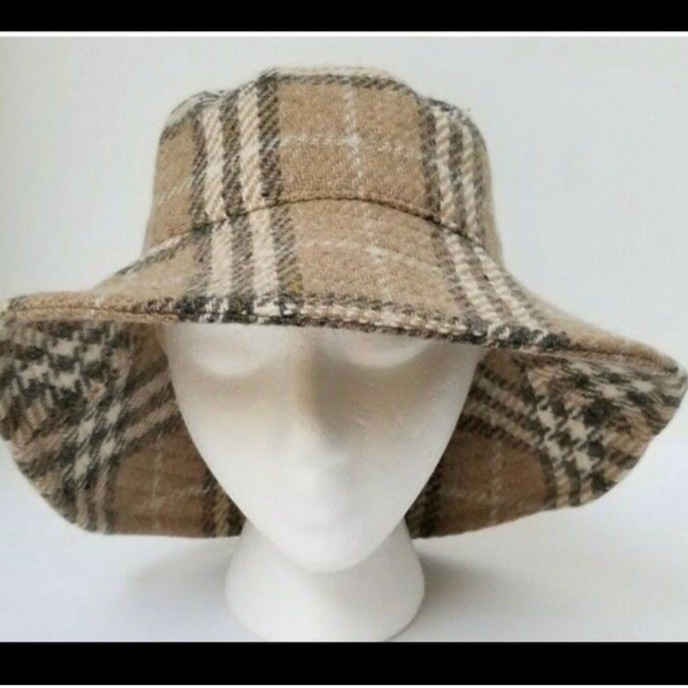 Burberry Tan and Black Plaid Bucket Hat